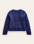 Pointelle Cotton Cardigan-College Navy