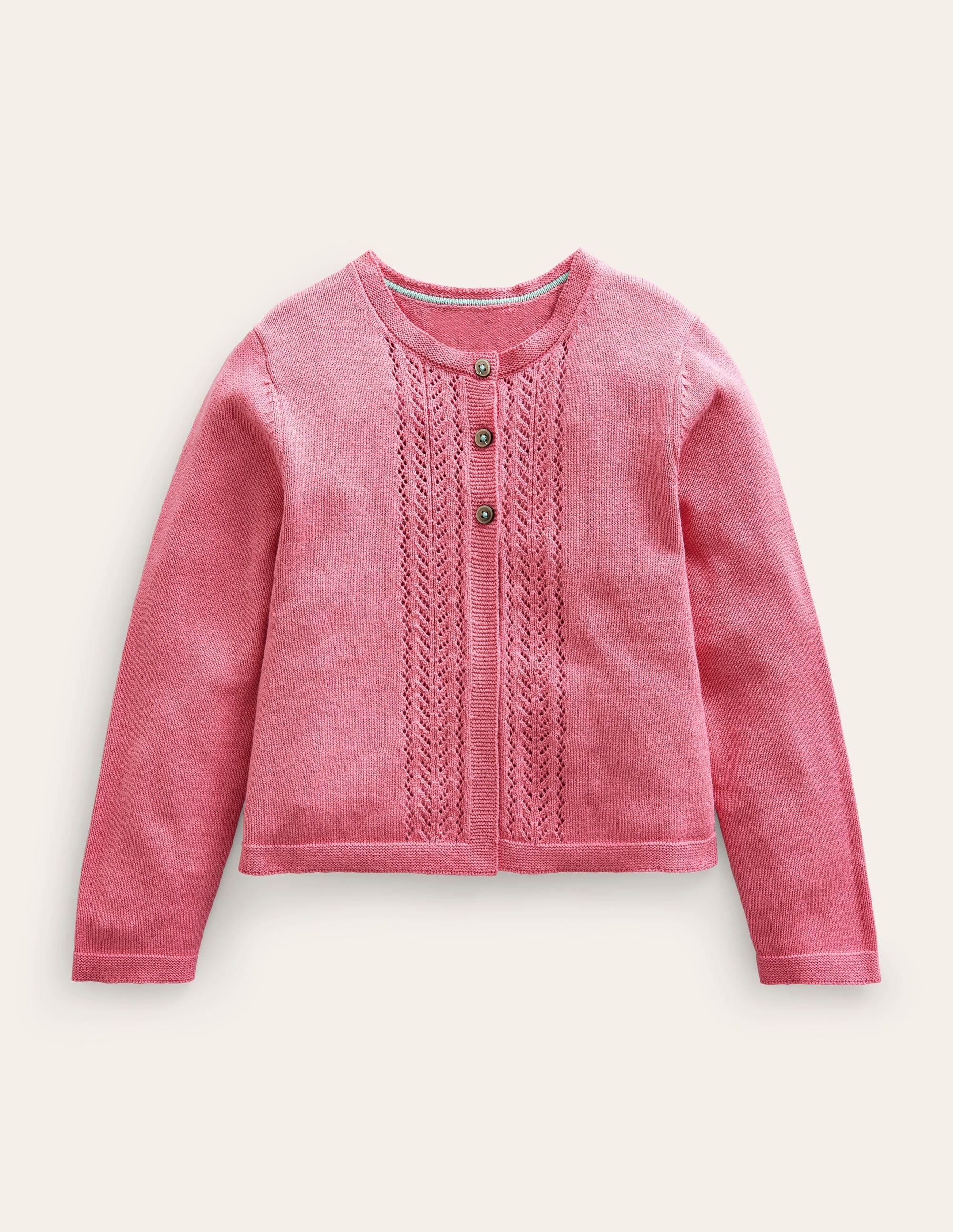 Pointelle Cotton Cardigan-Formica Pink - Image 1
