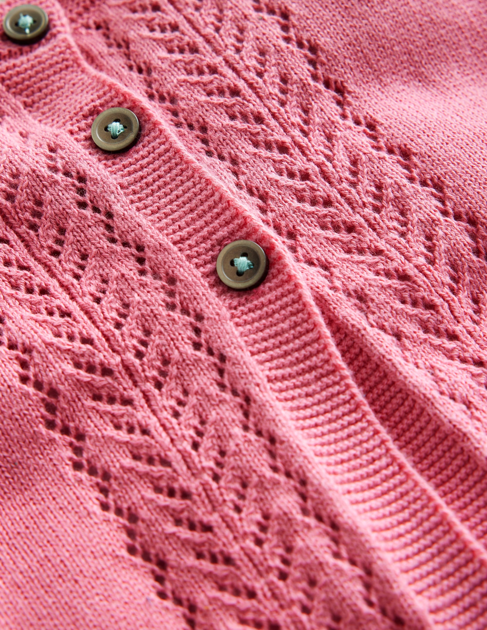 Pointelle Cotton Cardigan-Formica Pink - Image 3