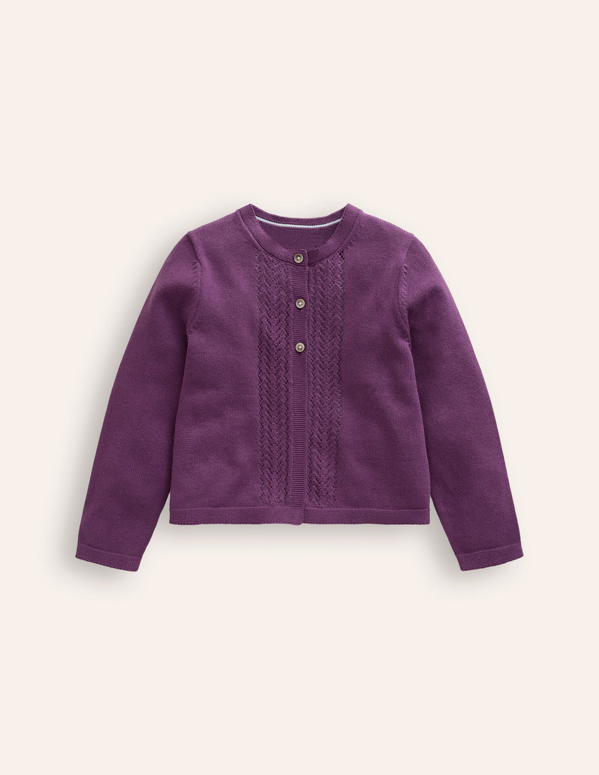 Pointelle Cotton Cardigan-Purple Berry Smoothie - Image 1