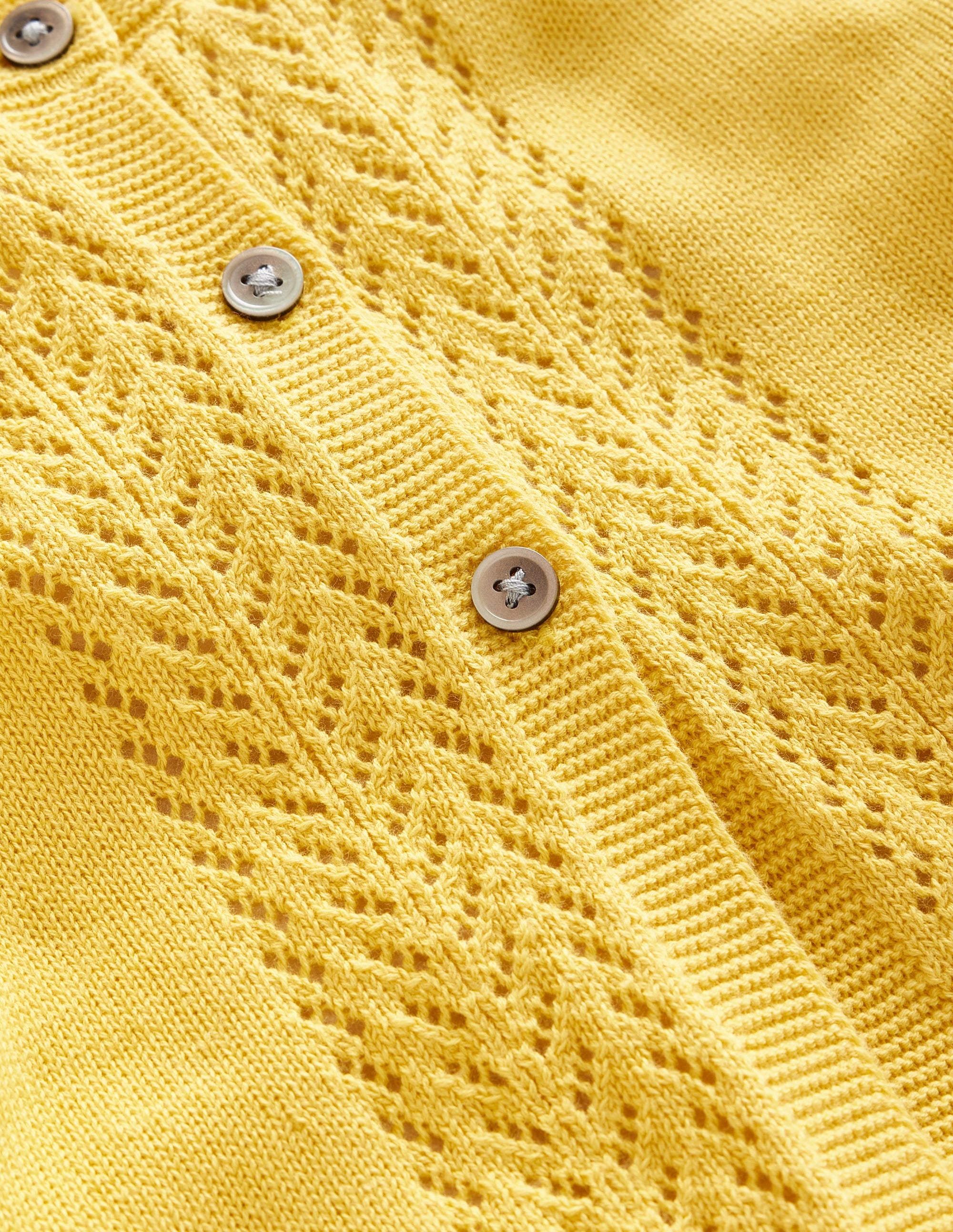 Pointelle Cotton Cardigan-Honey Yellow - Image 5