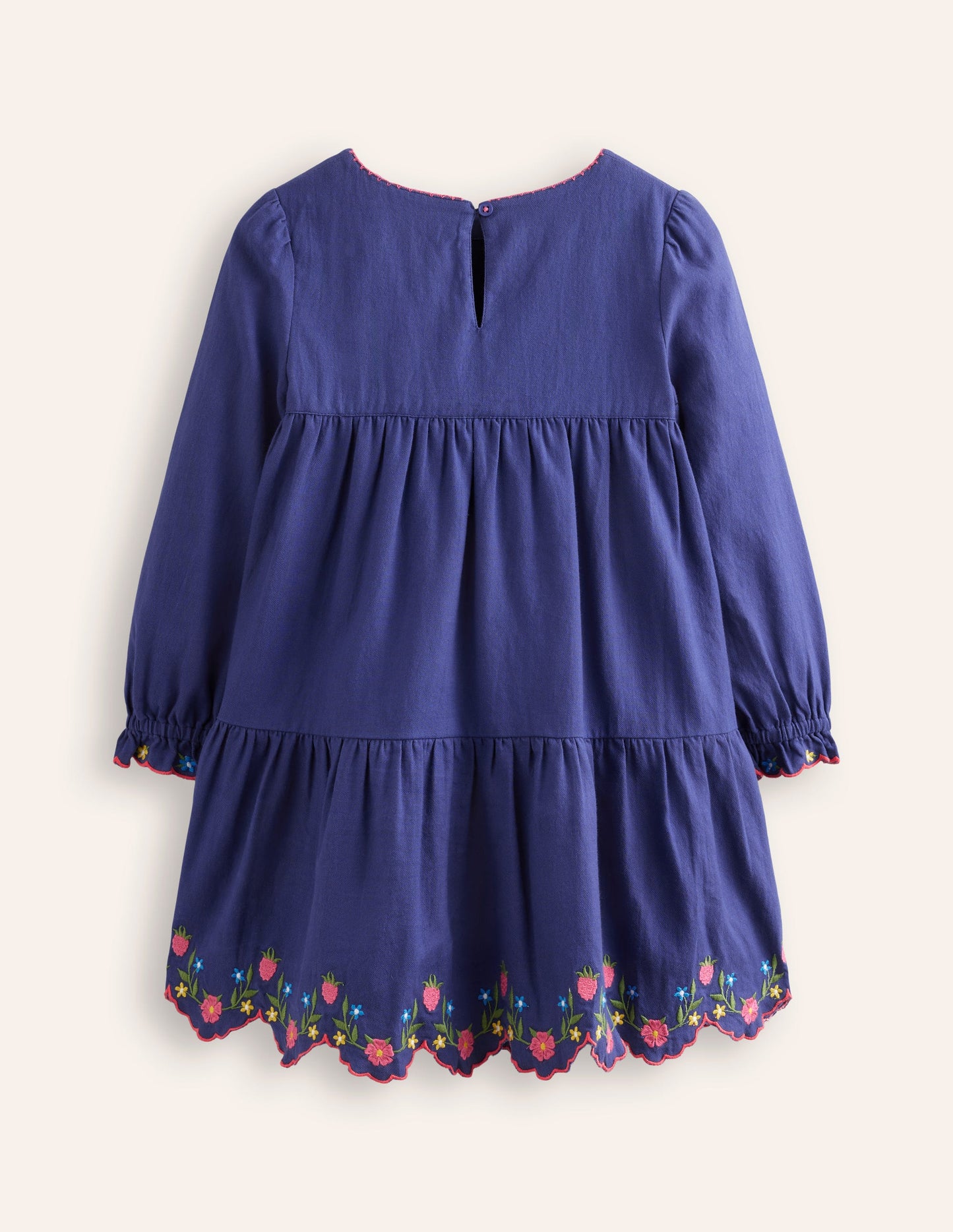 Betsy Tiered Twirly Dress-Starboard Navy Embroidery