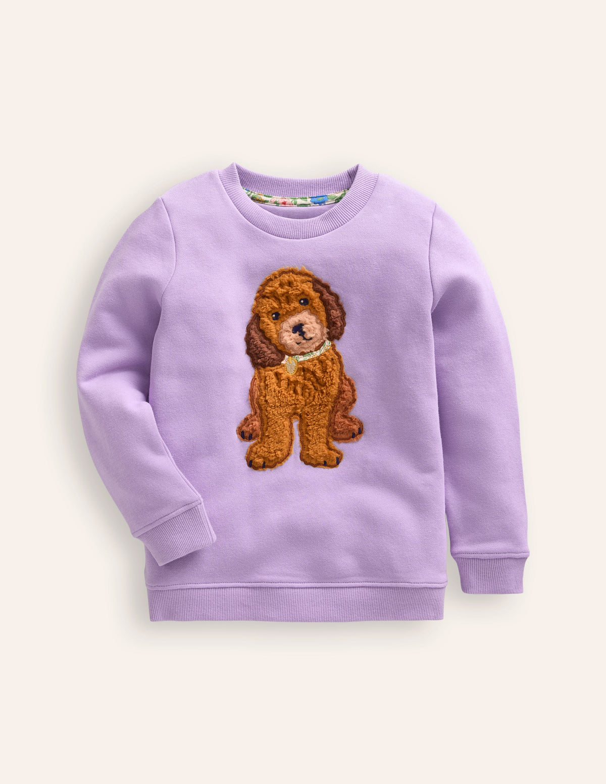 Appliqué Sweatshirt-Misty Lavender Dog-2