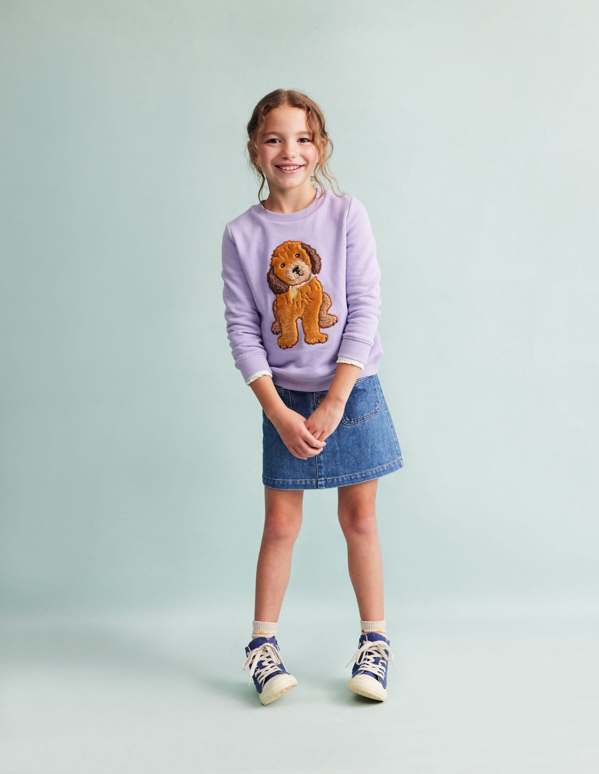 Appliqué Sweatshirt-Misty Lavender Dog - Image 1
