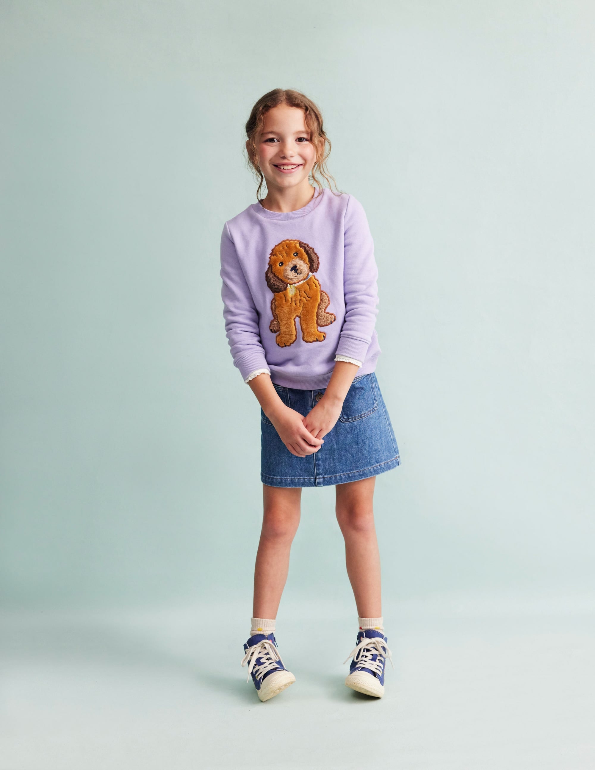 Appliqué Sweatshirt-Misty Lavender Dog - Image 5