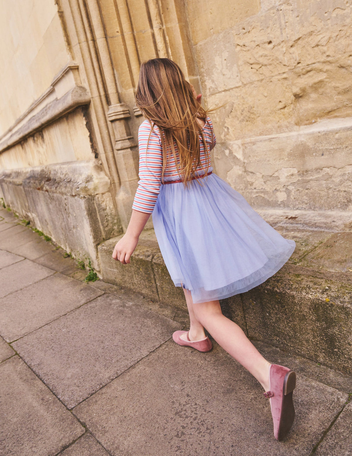 Tilly Rib Jersey Tulle Dress-Etoile Blue Multi - Image 5