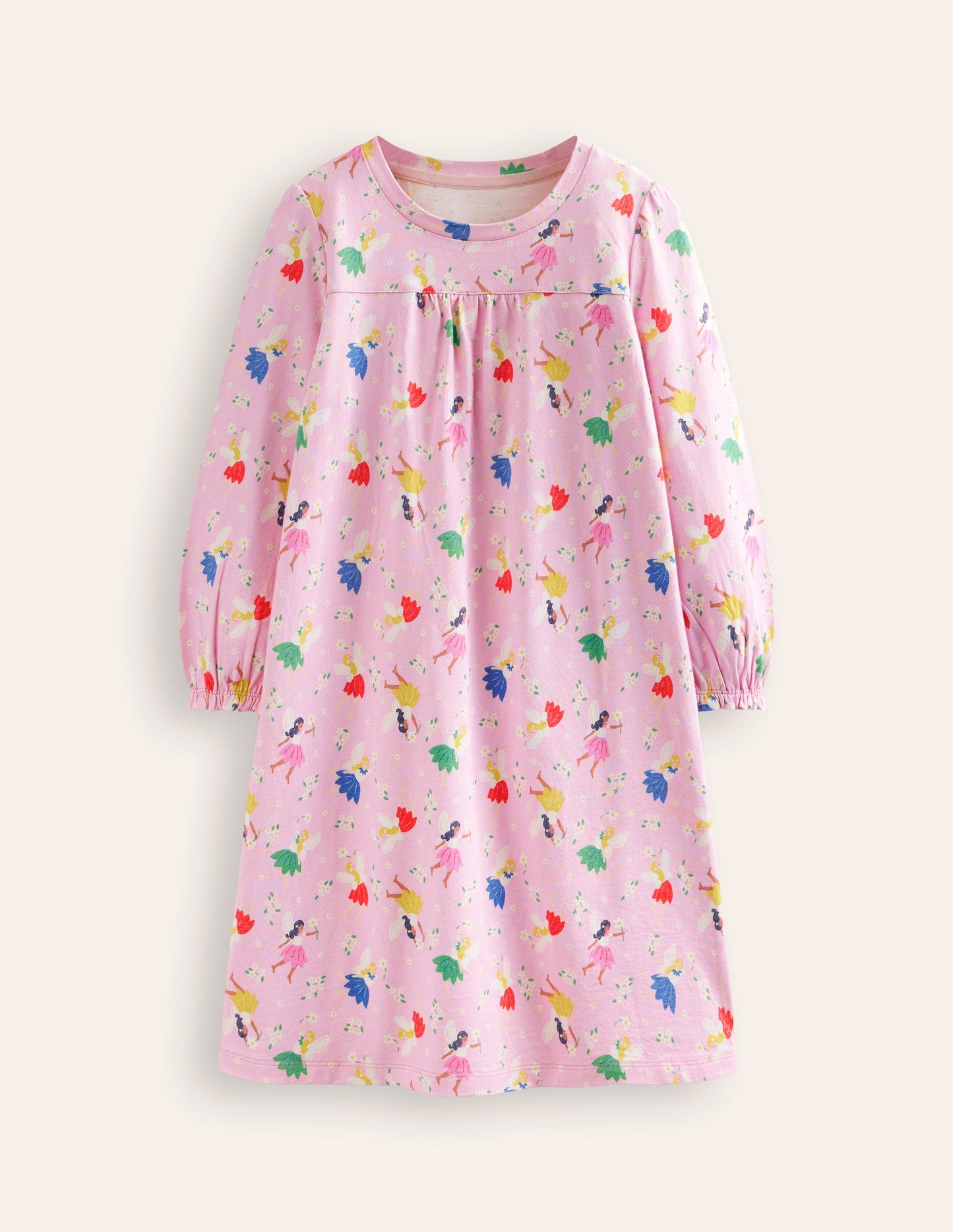 Printed Long-sleeved Nightie-Boto Pink Fairies