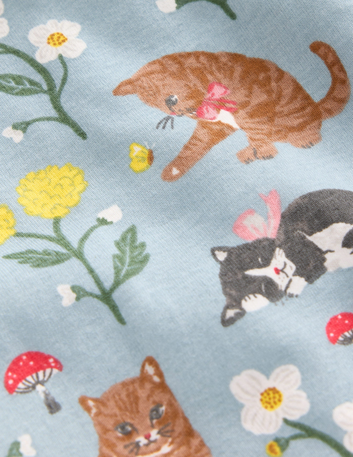 Snug Long John Pajamas-Turquoise Cats - Image 3