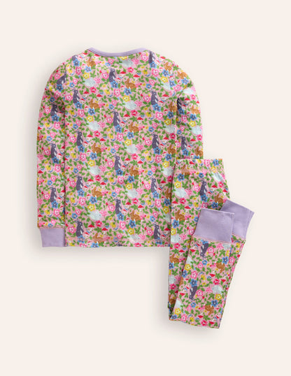 Snug Henley Pajamas-Vintage Pink Bunny Field