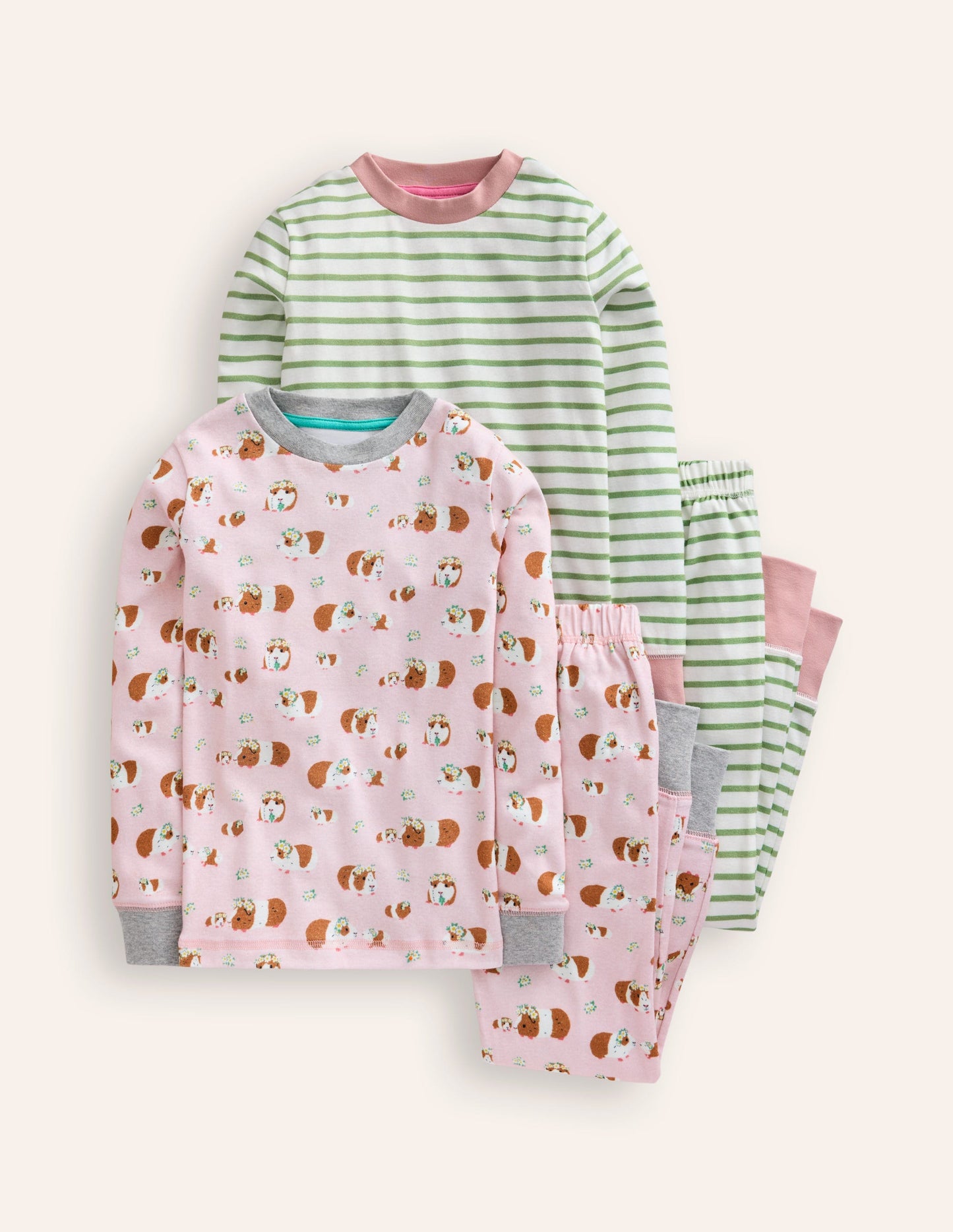 Twin Pack Snug Pajamas-Ballet Pink Guinea Pigs