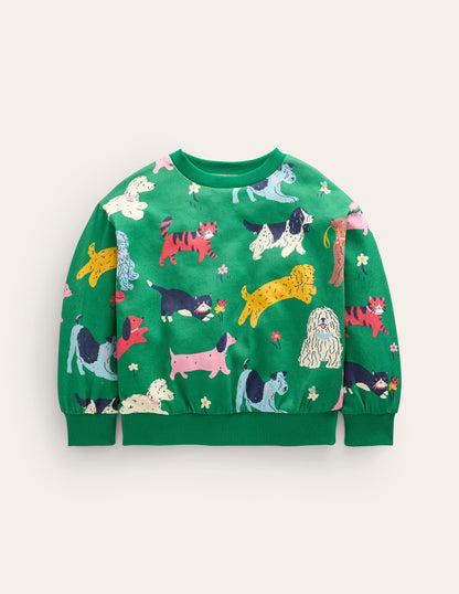 Printed Relaxed Sweatshirt-Green Park Play Pets