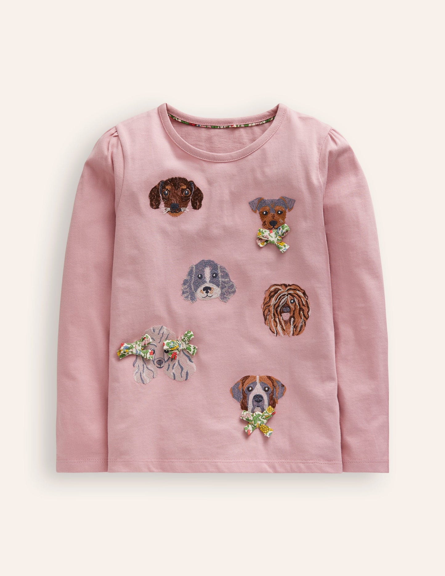 Superstitch Puff Sleeve Top-Vintage Pink Dogs