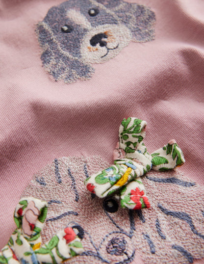 Superstitch Puff Sleeve Top-Vintage Pink Dogs