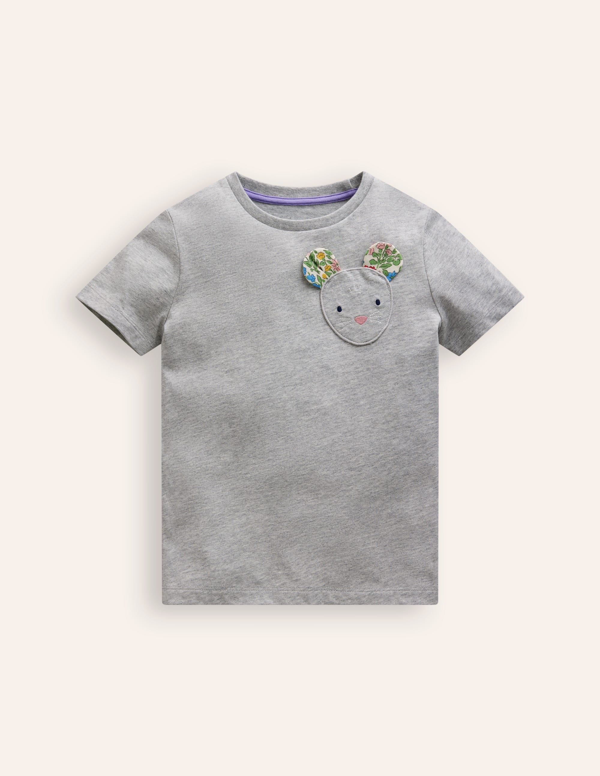 Appliqué Motif T-shirt-Grey Marl - Image 4