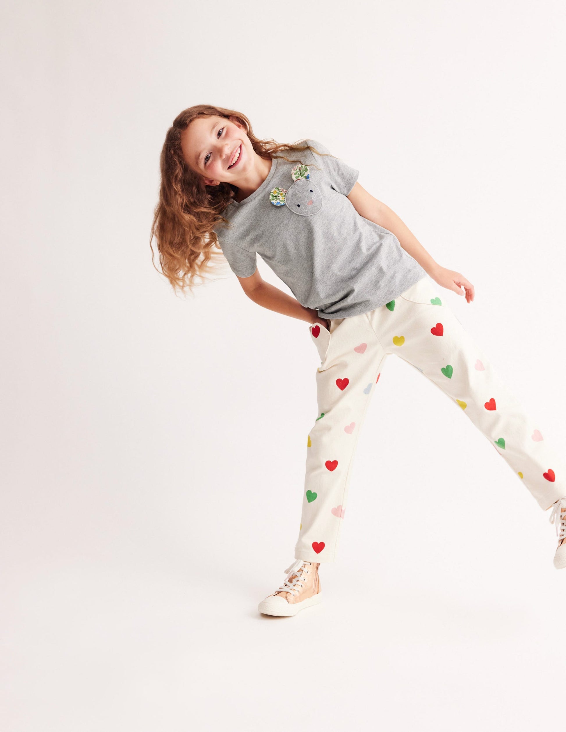 Appliqué Motif T-shirt-Grey Marl-7