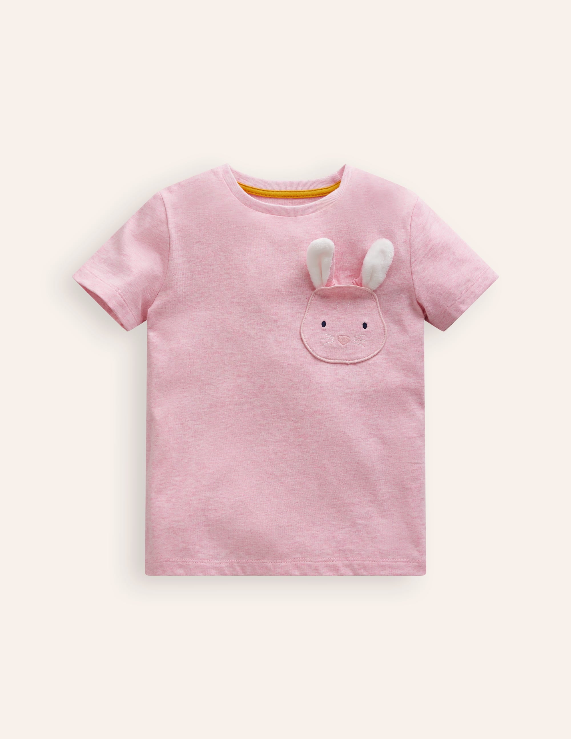 Appliqué Motif T-shirt-Pink Marl - Image 1