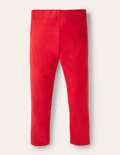 Plain Cosy Leggings-Rockabilly Red