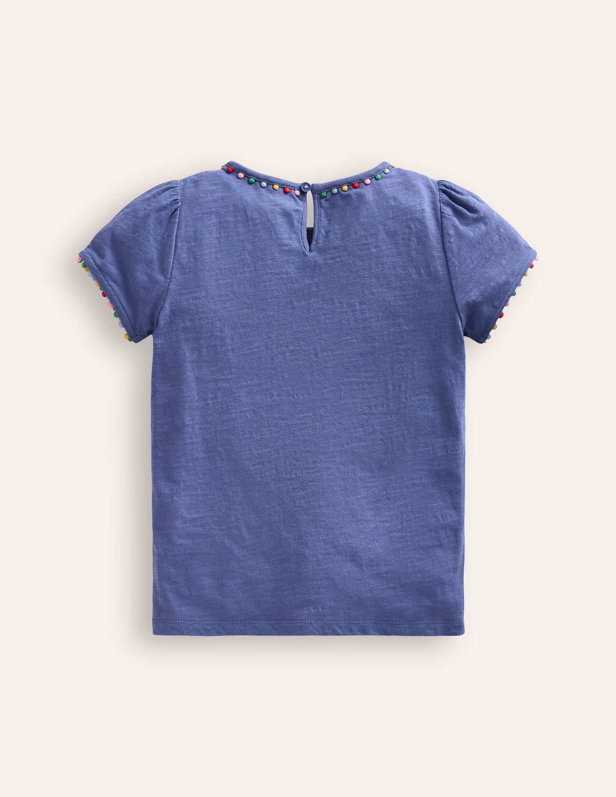 Ali Puff Sleeve Pom T-Shirt-Soft Starboard Blue - Image 2