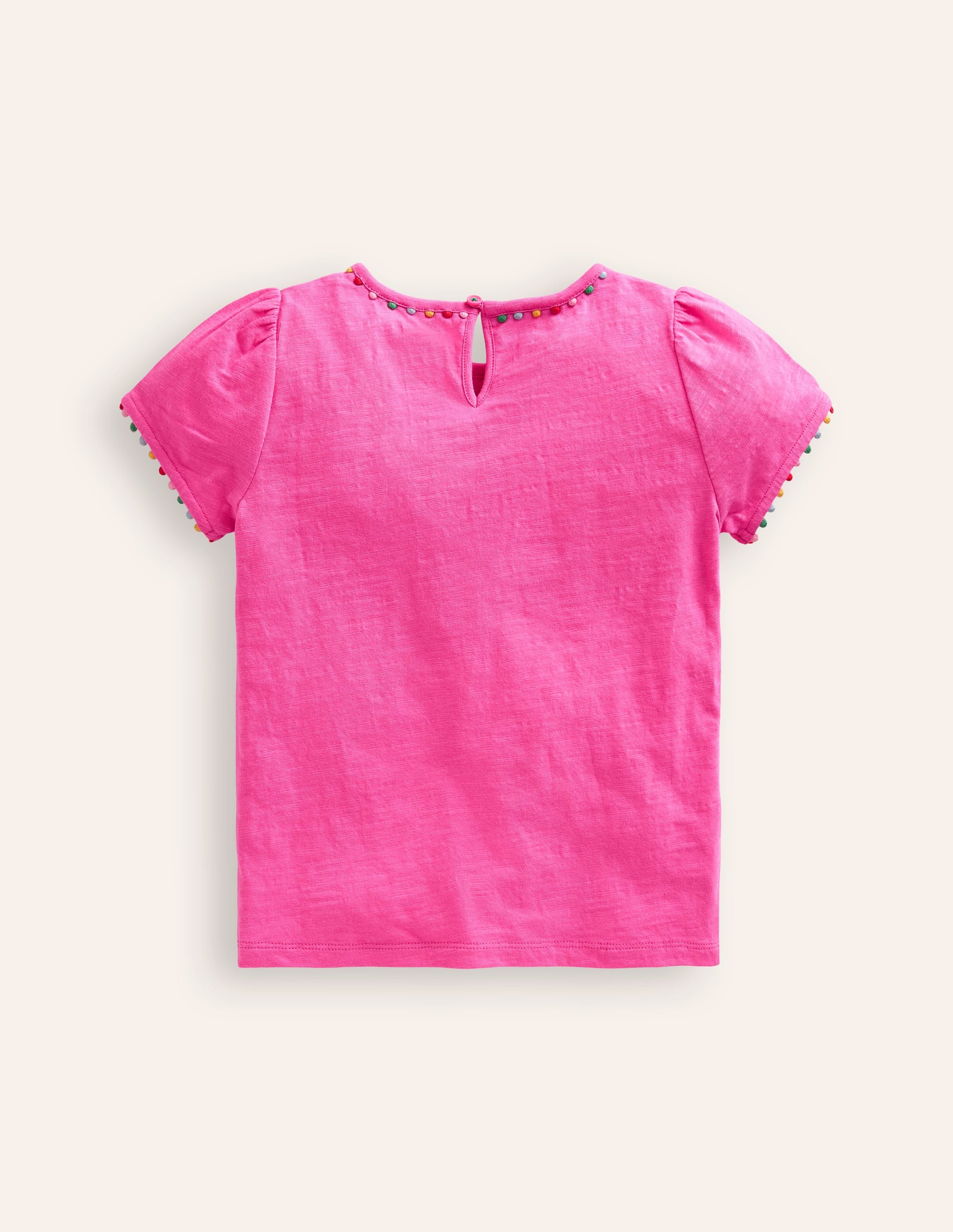 Ali Puff Sleeve Pom T-Shirt-Strawberry Pink - Image 2