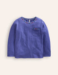 Ali Long Sleeve Pom T shirt-Soft Starboard Blue