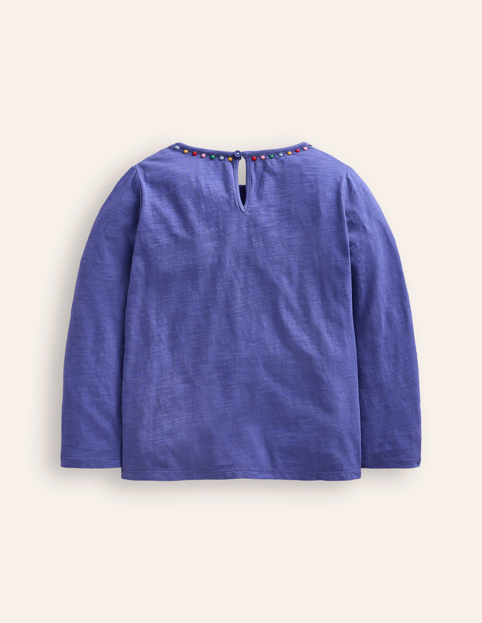 Ali Long Sleeve Pom T shirt-Soft Starboard Blue-2