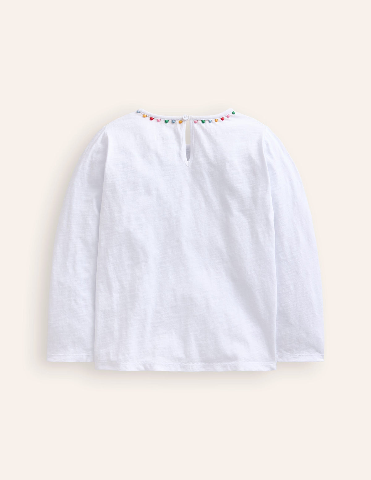 Ali Long Sleeve Pom T shirt-White - Image 2