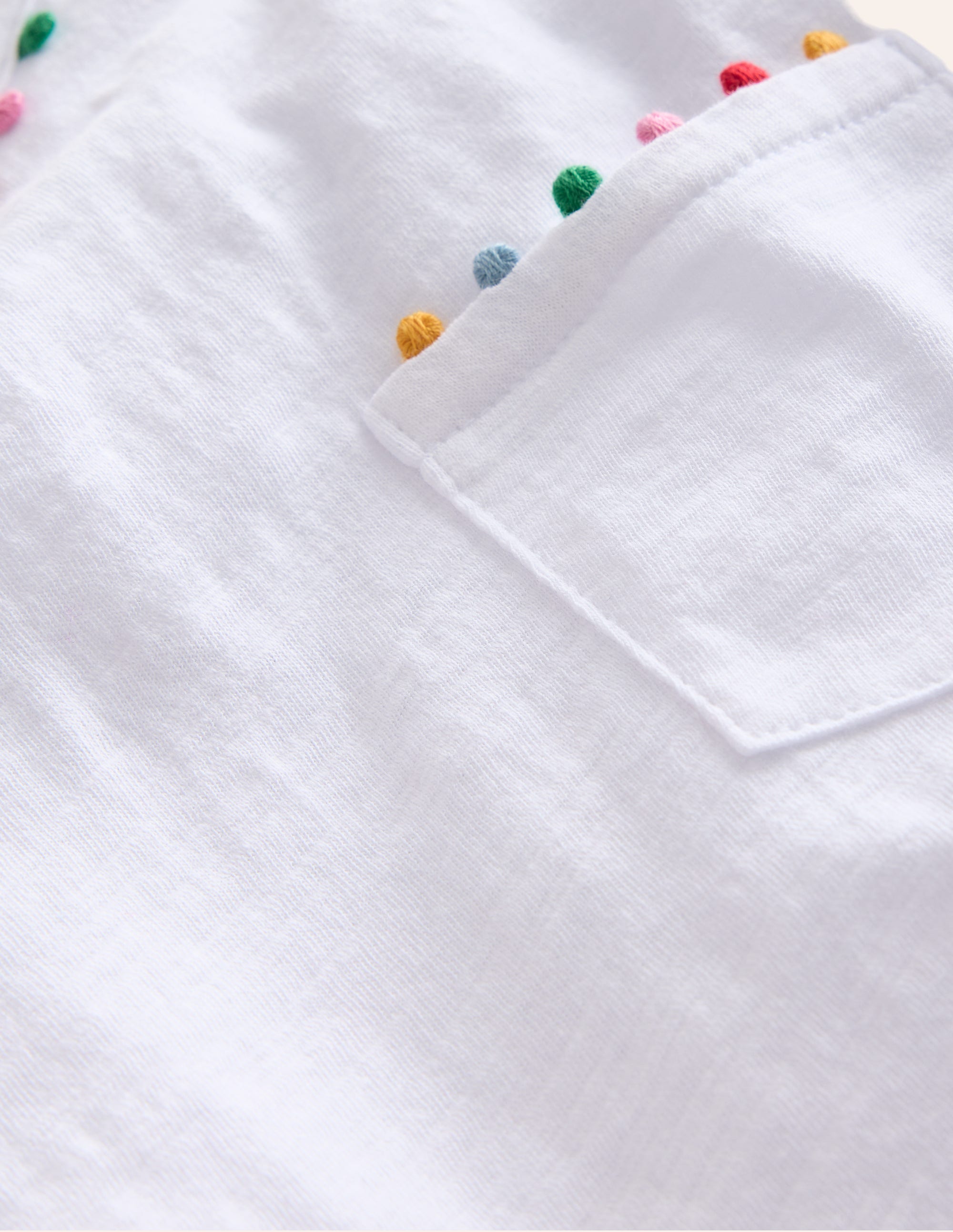 Ali Long Sleeve Pom T shirt-White - Image 3