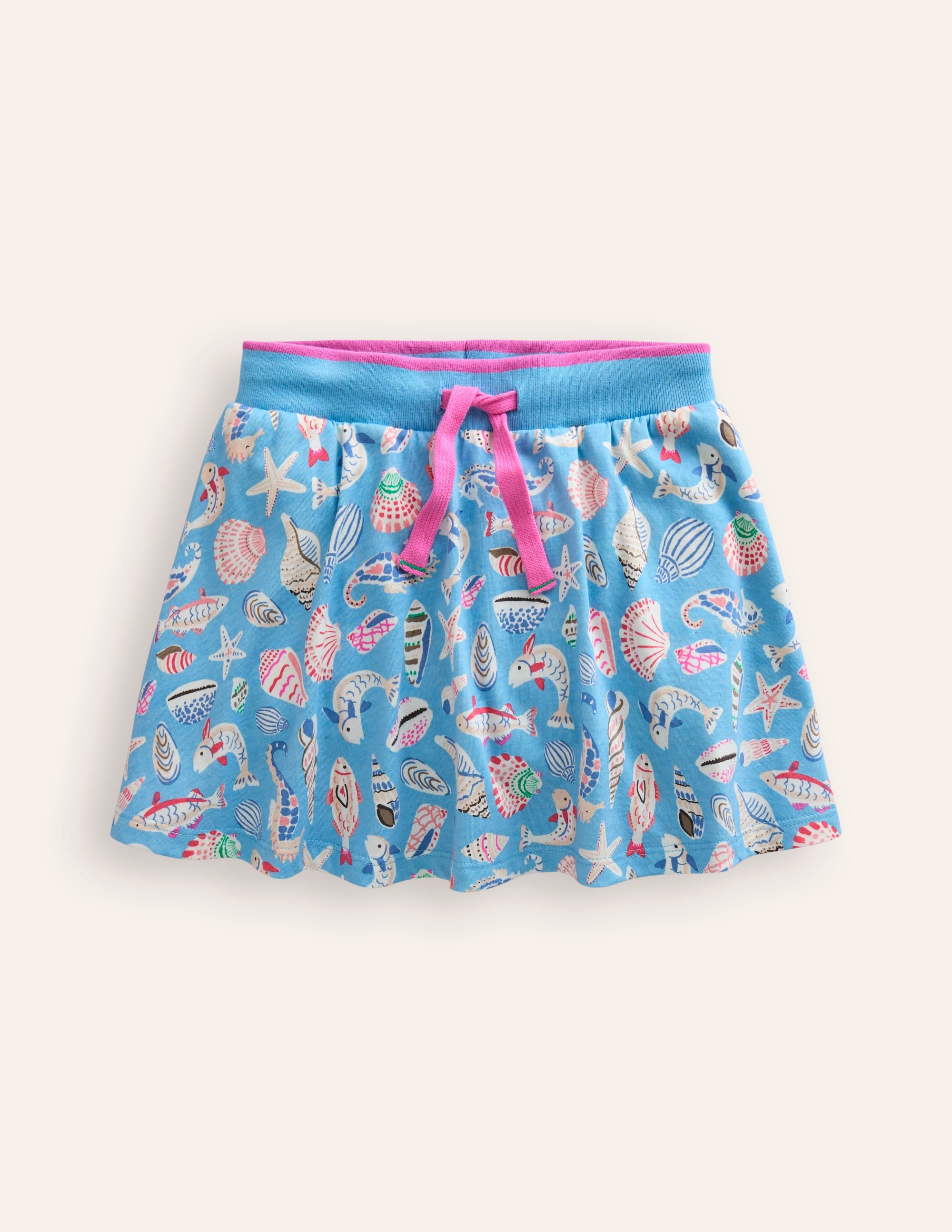 Printed Jersey Skort-Vintage Blue Seashore - Image 1