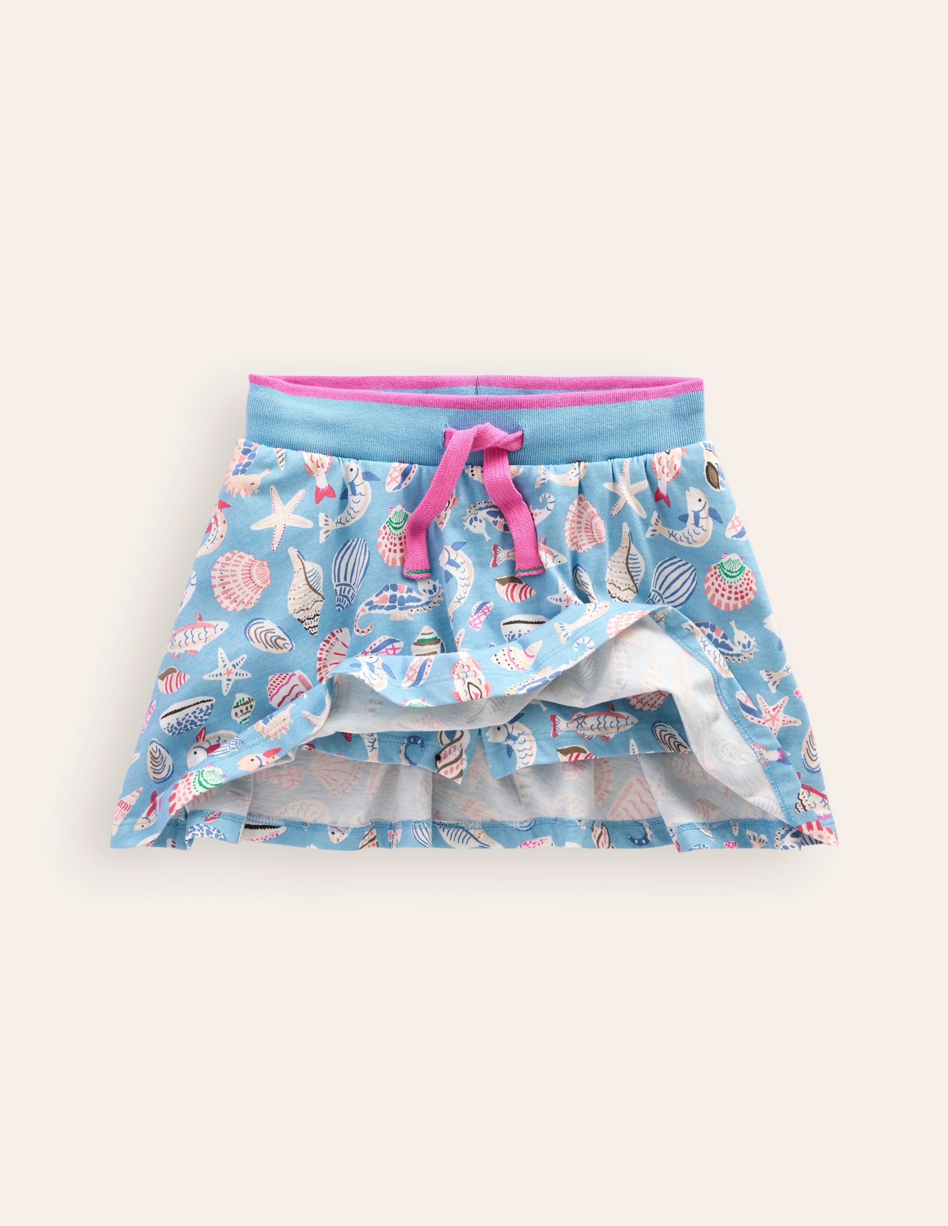 Printed Jersey Skort-Vintage Blue Seashore-4