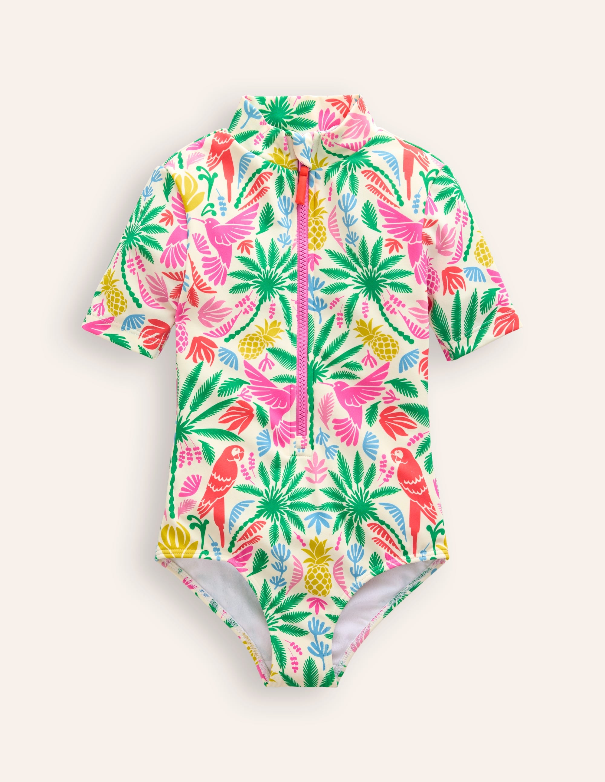 Short-sleeved Swimsuit-Multi Rainbow Palm - Image 1