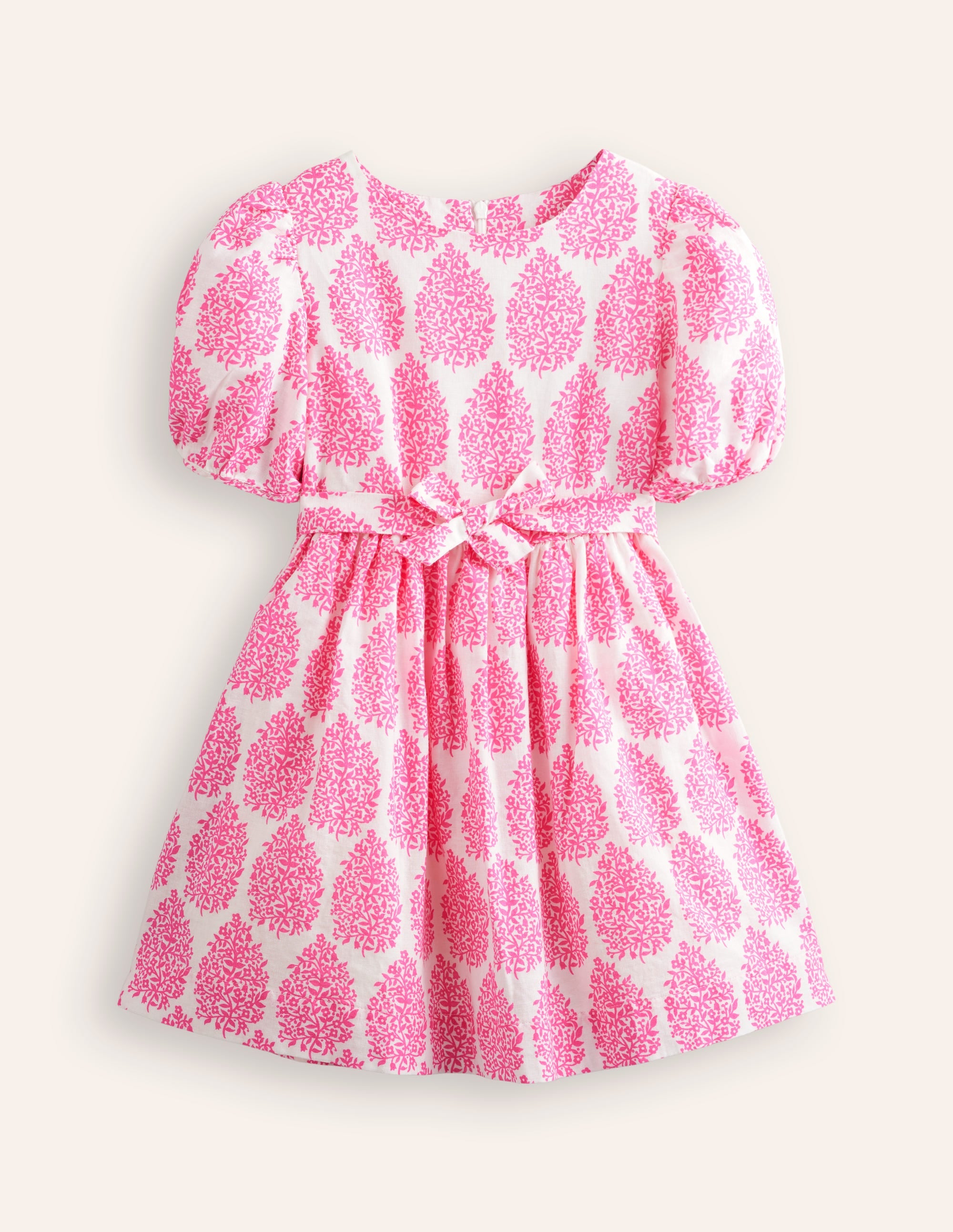 Cotton Linen Vintage Dress-Pink Floret Paisley - Image 4