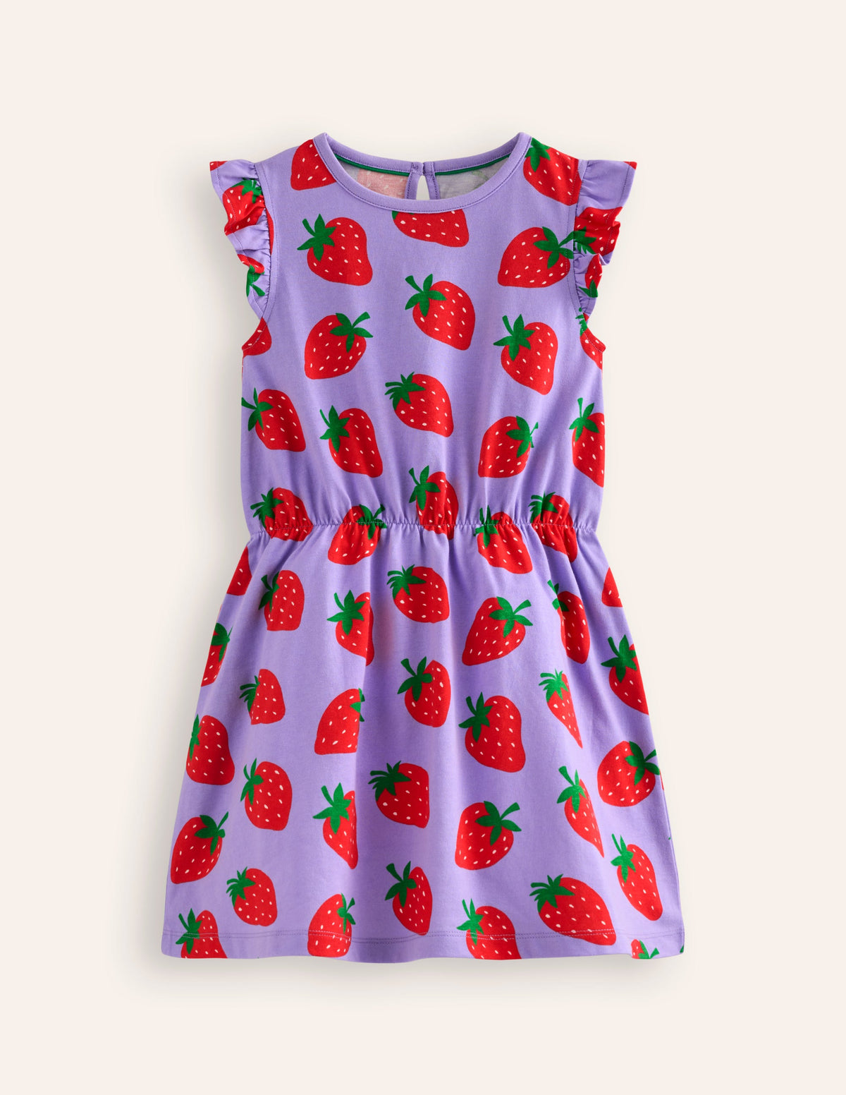 Frill Sleeve Jersey Dress-Parma Violet Strawberries - Image 1