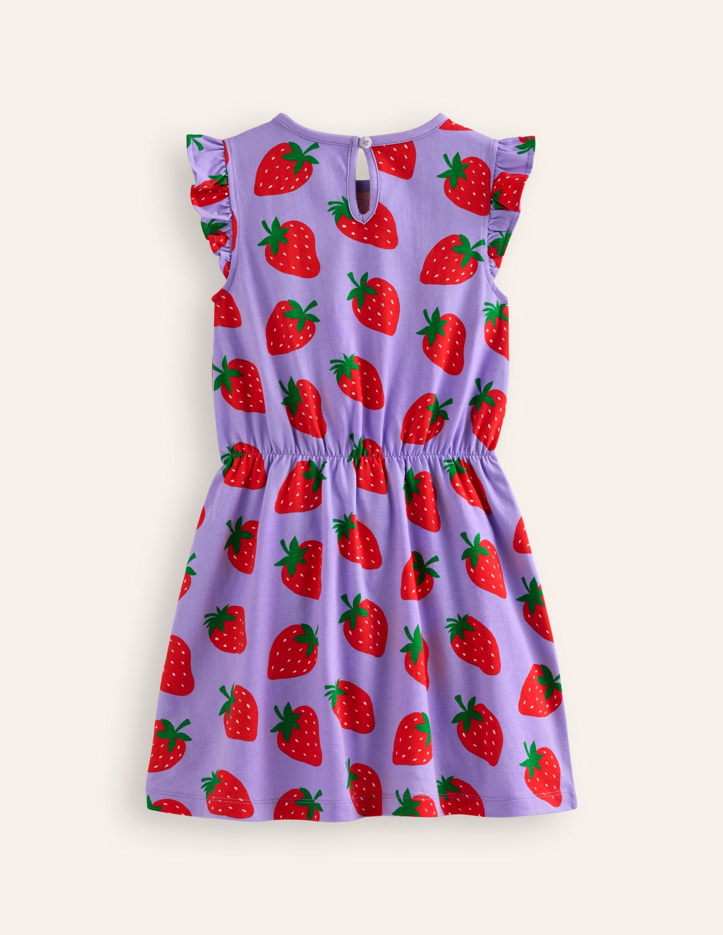 Frill Sleeve Jersey Dress-Parma Violet Strawberries