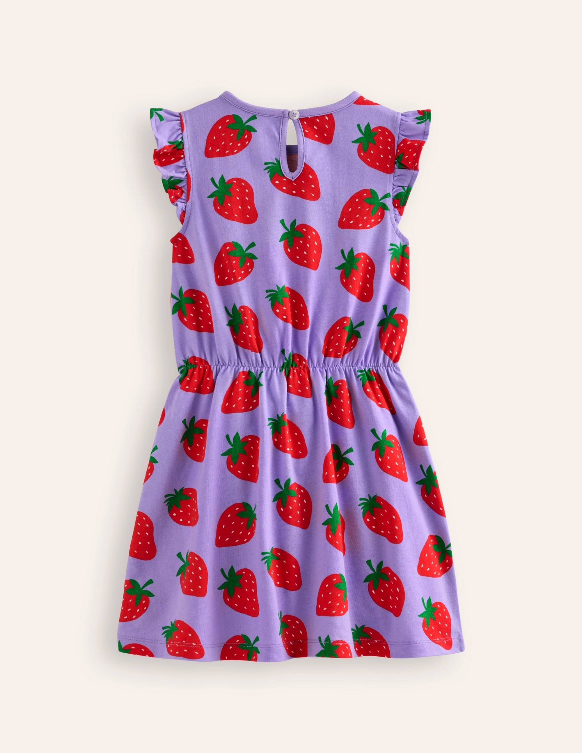 Frill Sleeve Jersey Dress-Parma Violet Strawberries - Image 2