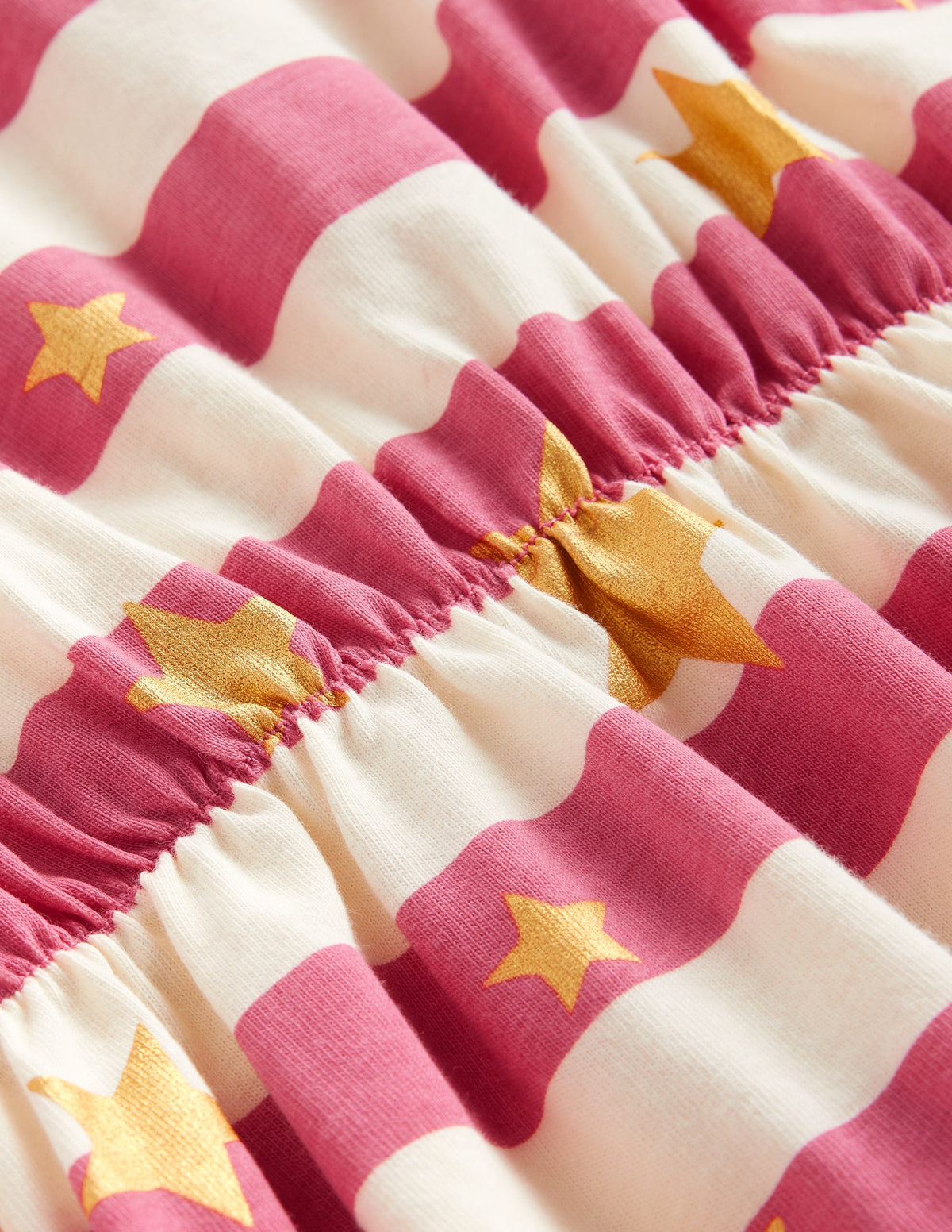 Frill Sleeve Jersey Dress-Rose Pink Gold Star Stripe-3