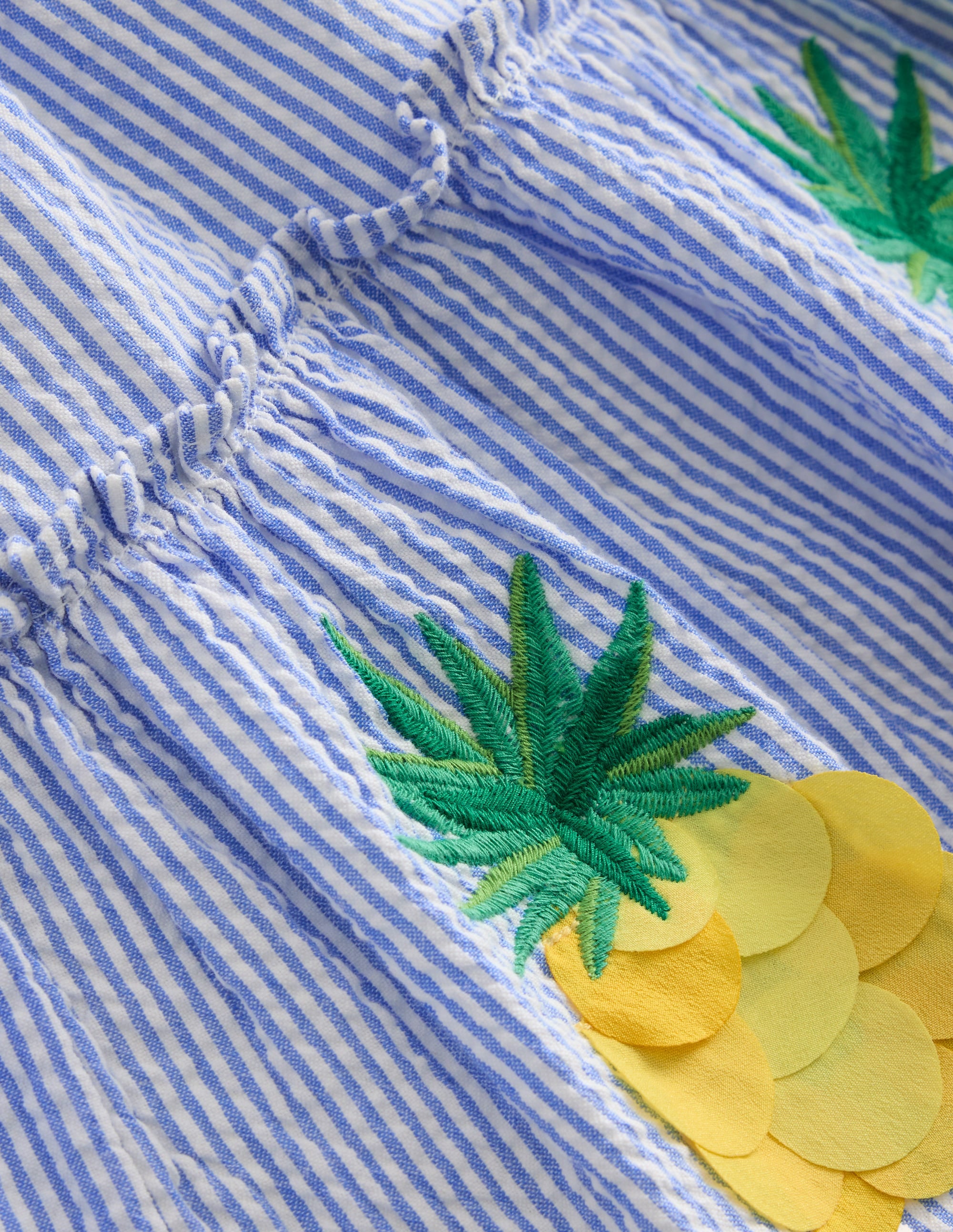 Appliqué Skirt-Ivory/ Surf Blue Pineapples - Image 3