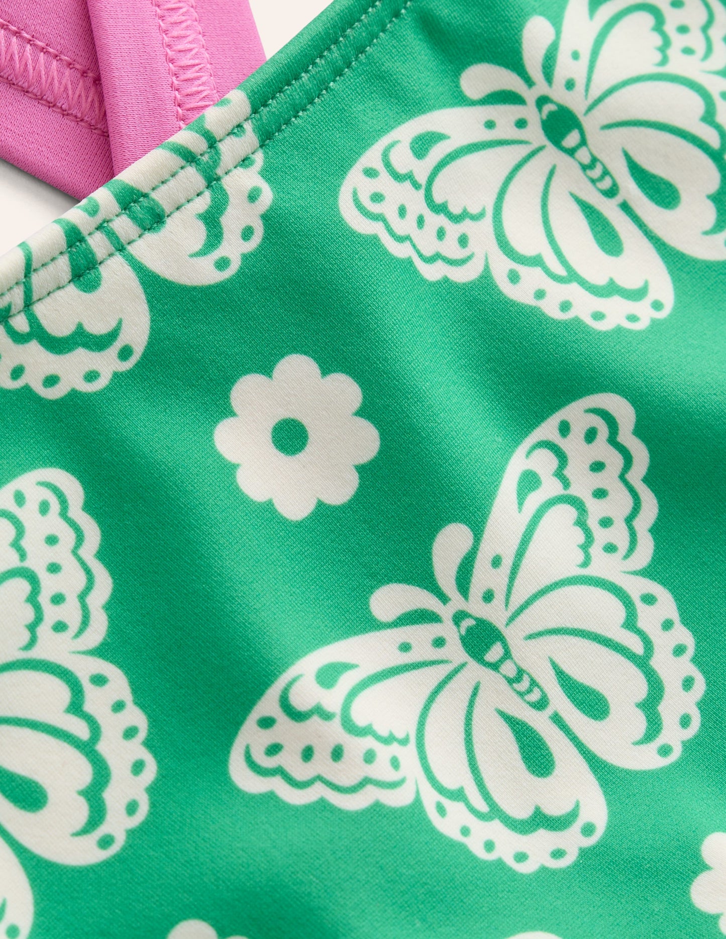 Cross Back Bikini Top-Pea Green Butterfly Stamp