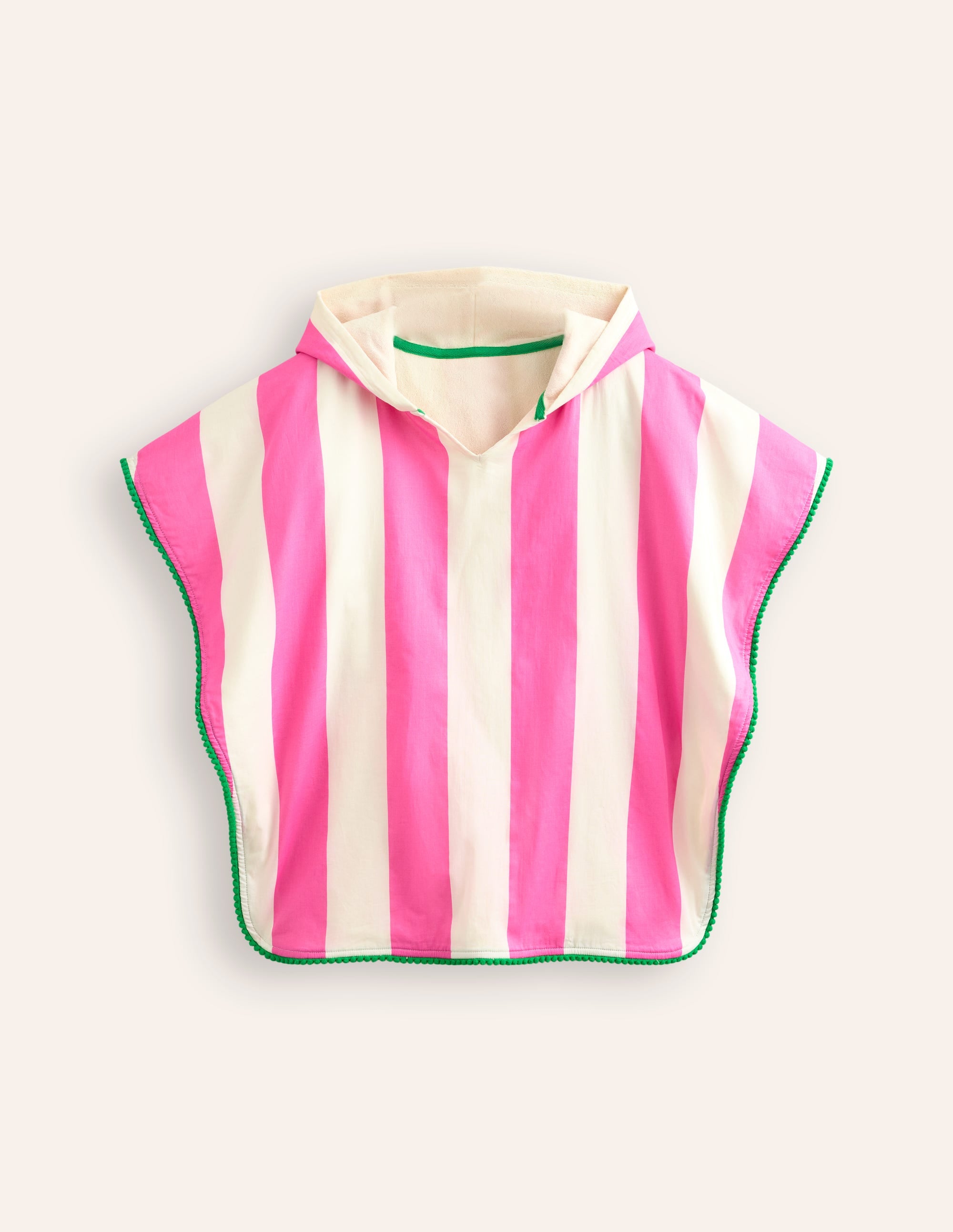 Towelling Poncho Hoodie-Strawberry Milkshake/ Ivory - Image 1