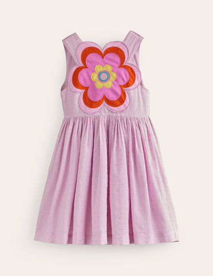 Appliqué Back Dress-Sugared Almond Pink Flower-2