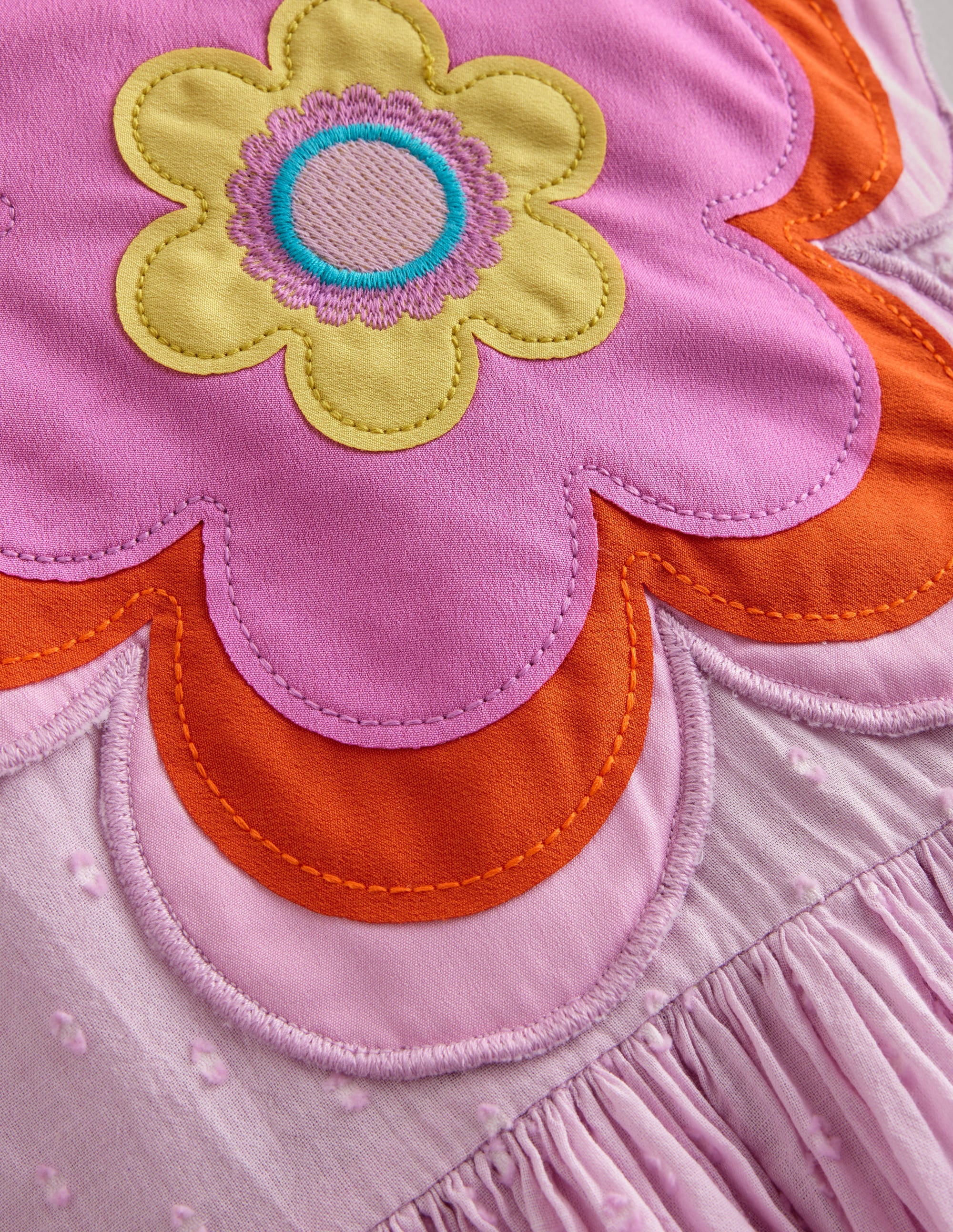 Appliqué Back Dress-Sugared Almond Pink Flower - Image 3