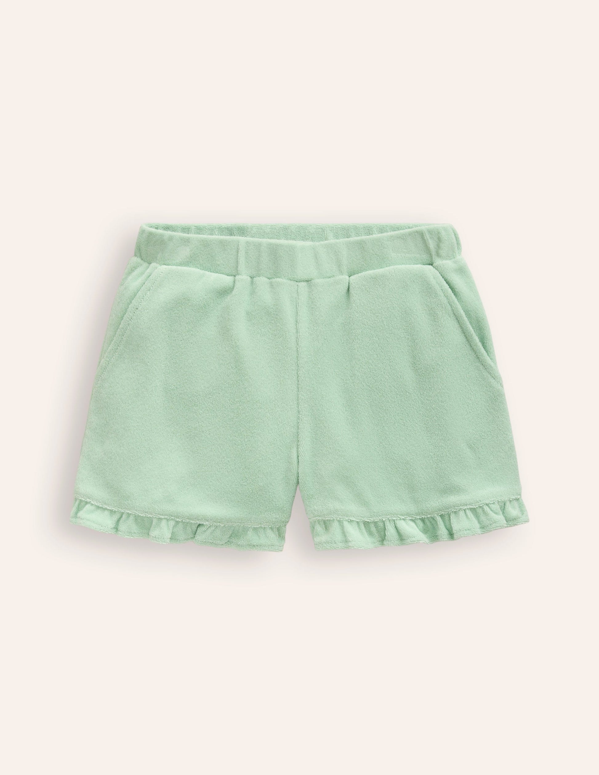 Frill Hem Towelling Short-Pistachio Green-1