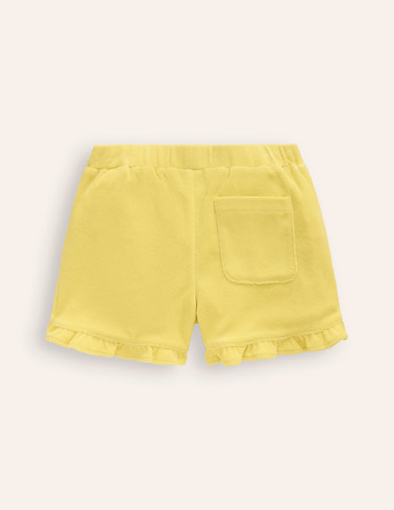 Frill Hem Towelling Short-Lemon Yellow