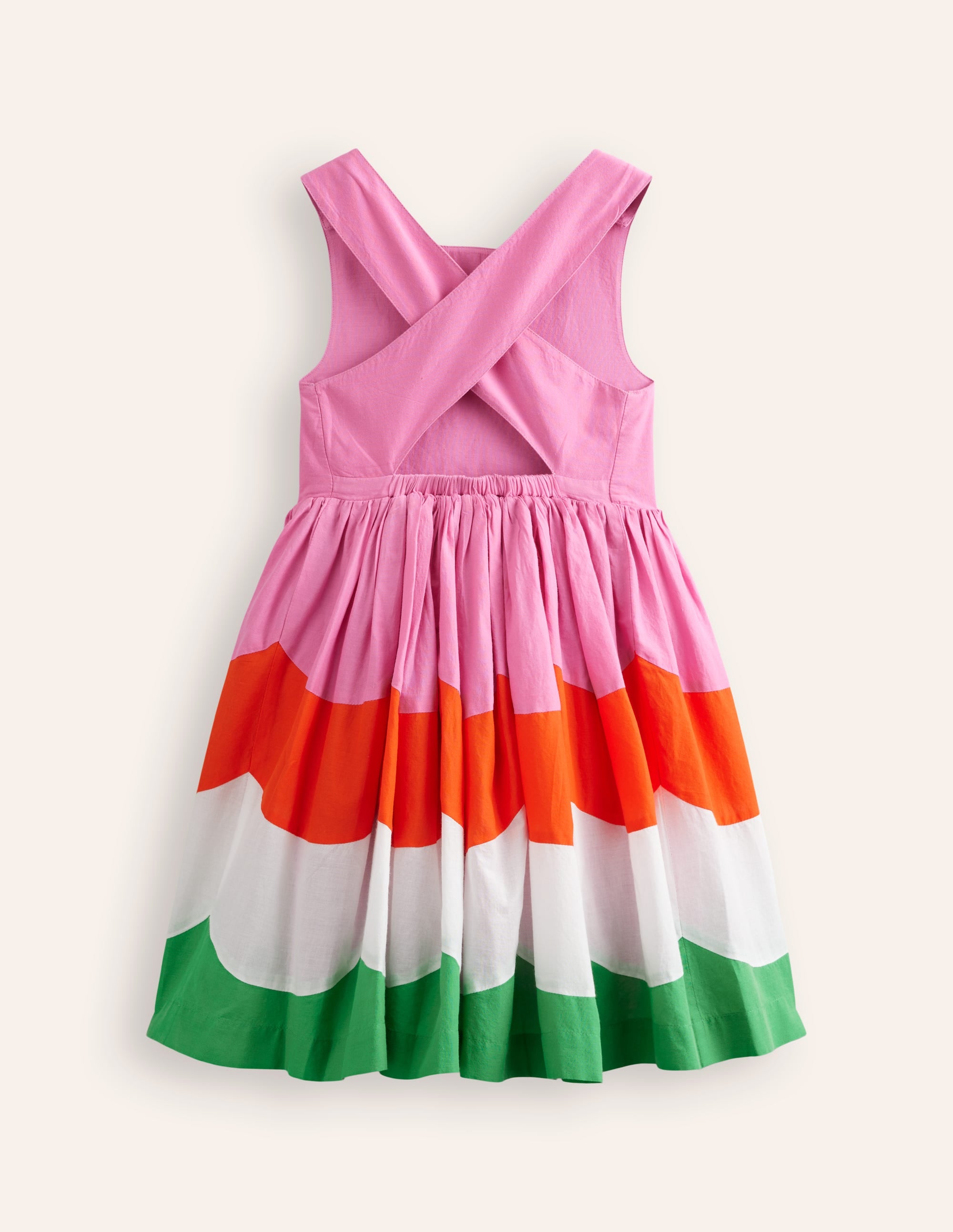 Cross-Back Dress-Scallop Colourblock - Image 2