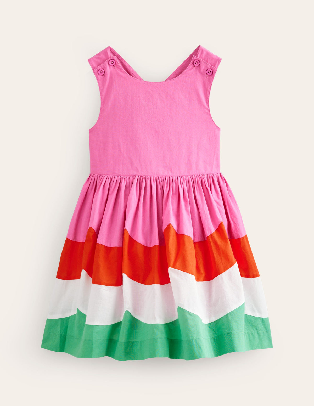 Cross-Back Dress-Scallop Colourblock-1