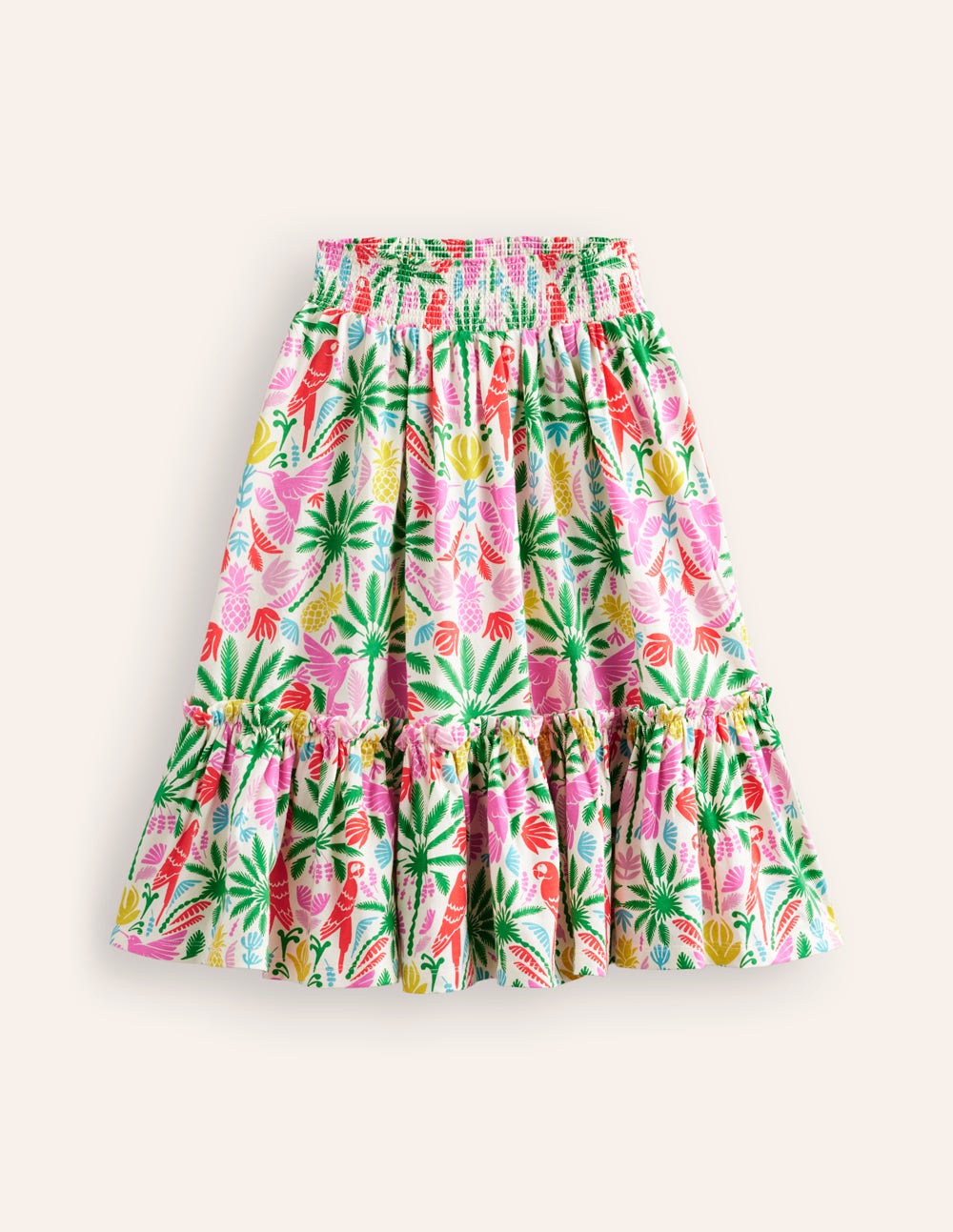 Printed Jersey Midi Skirt-Multi Rainbow Palm-1