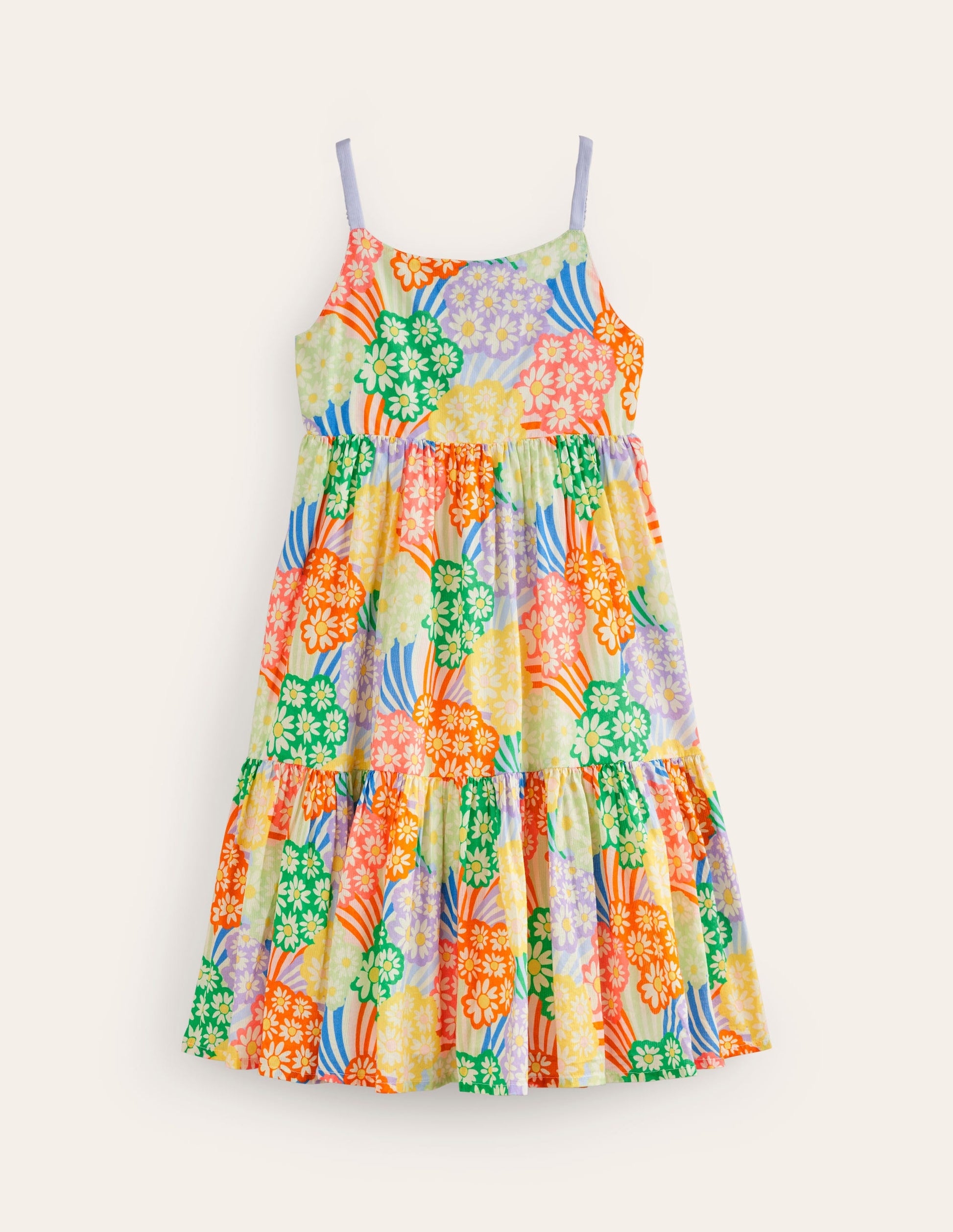 Tiered Twirly Sundress-Multi Rainbow Daisies-1
