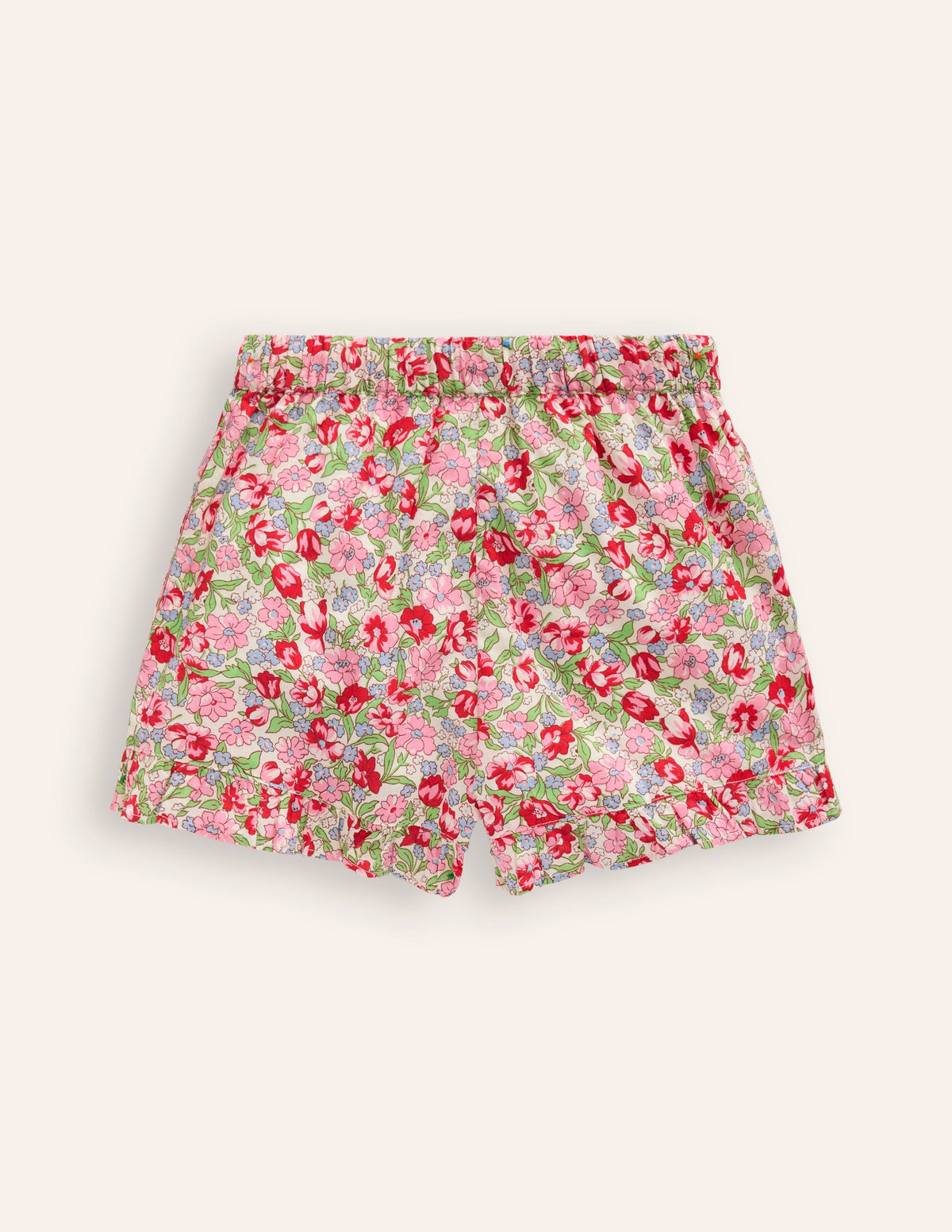 Frill Hem Woven Shorts-Bubblegum Peony Floral - Image 2