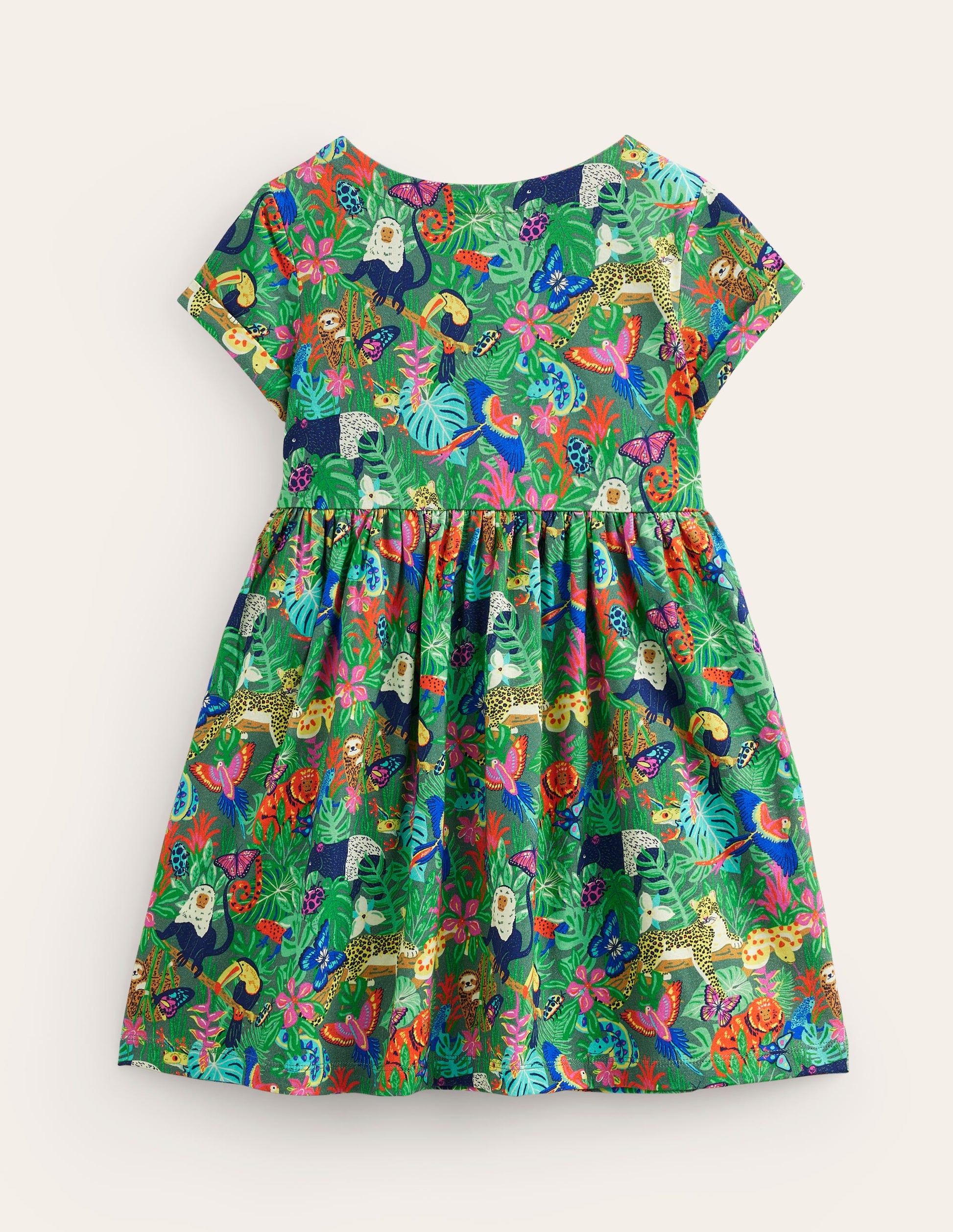 Short-sleeved Fun Jersey Dress-Spruce Green Rainforest-2