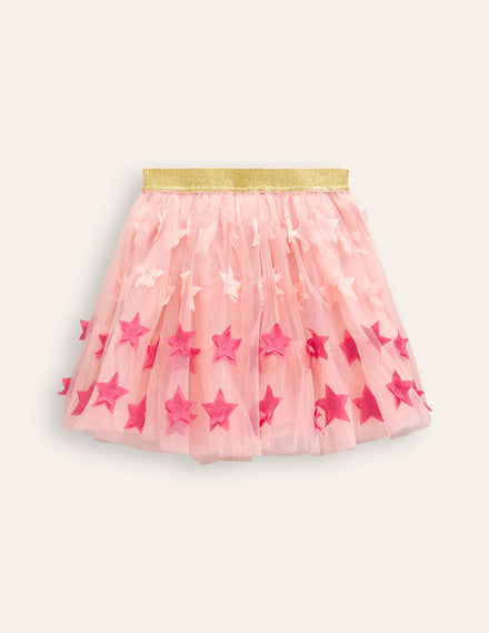 Tulle Mini Skirt-Pink Stars