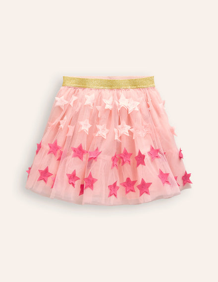 Tulle Mini Skirt-Pink Stars